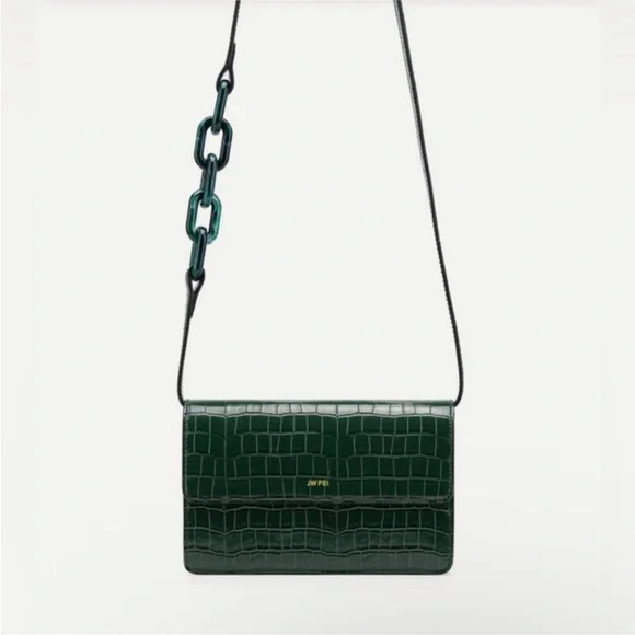JW PEI Julia Chain Strap Detail Croc Embossed Purse - Picture 2 of 9